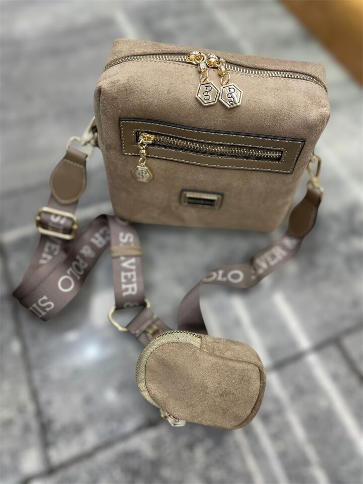 Kahverengi Süet Kadın Çantası Vizon