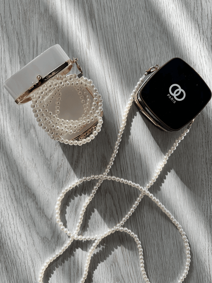 Beyaz İnci Askılı Mini Çanta