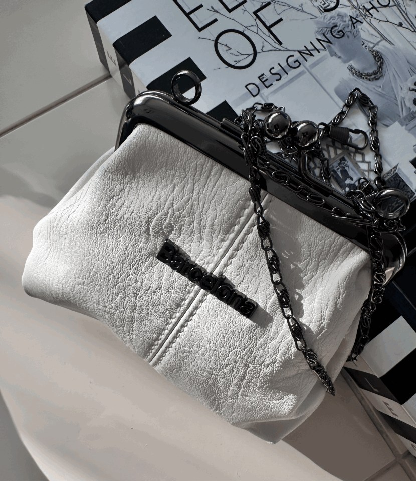 Bordo Kadın Mini Cüzdan Çanta Beyaz