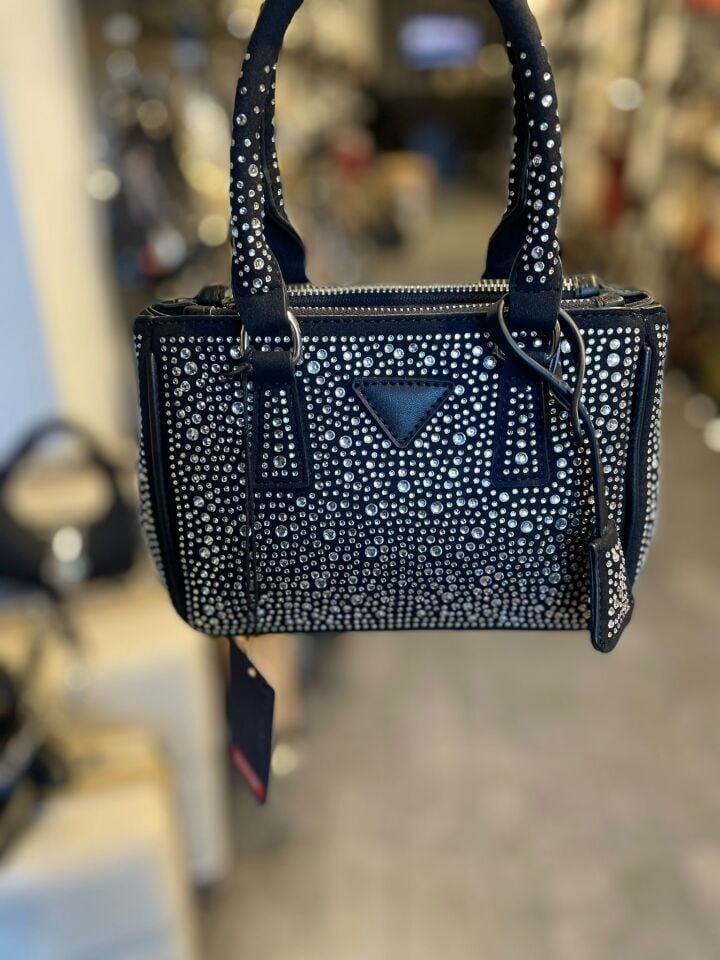 Siyah Kadın Taşlı Çanta