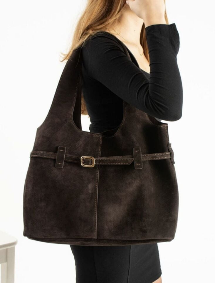 Taba Kadın Süet Çanta Acı Kahve