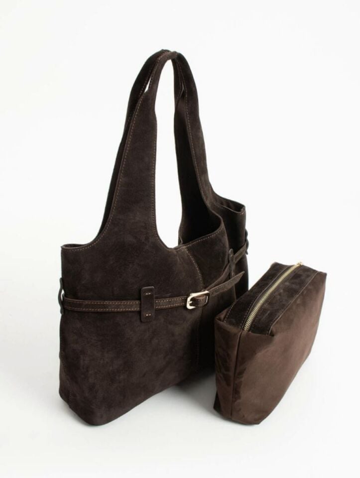 Taba Kadın Süet Çanta Acı Kahve