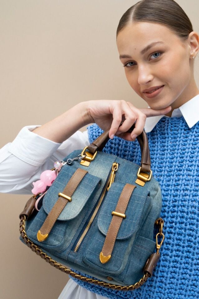 Kot Kumaş Kadın Omuz Çantası