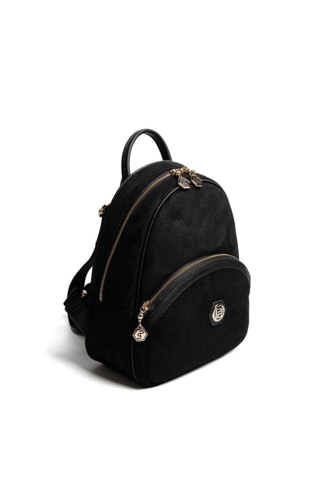 Kahverengi Süet Kadın Sırt Çantası Siyah