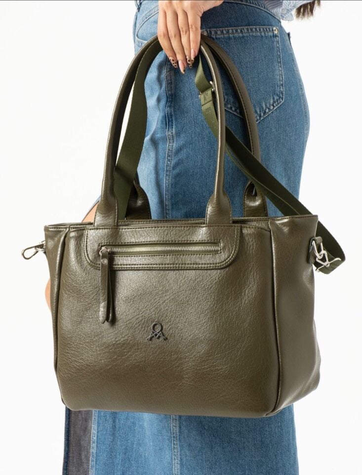 Siyah Büyük Boy Omuz Çantası Haki Yeşil