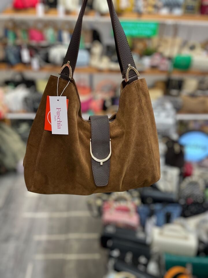 Hakiki Süet Kadın Çantası  Taba