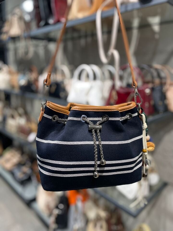 Lacivert Çizgili Kadın Çantası