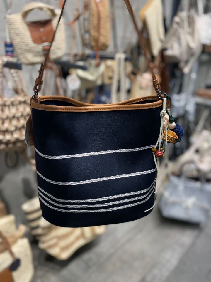Lacivert Çizgili Kadın Omuz Çantası