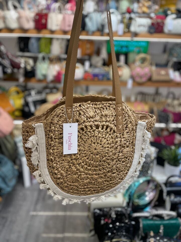 Bej Hasır Kadın Çantası
