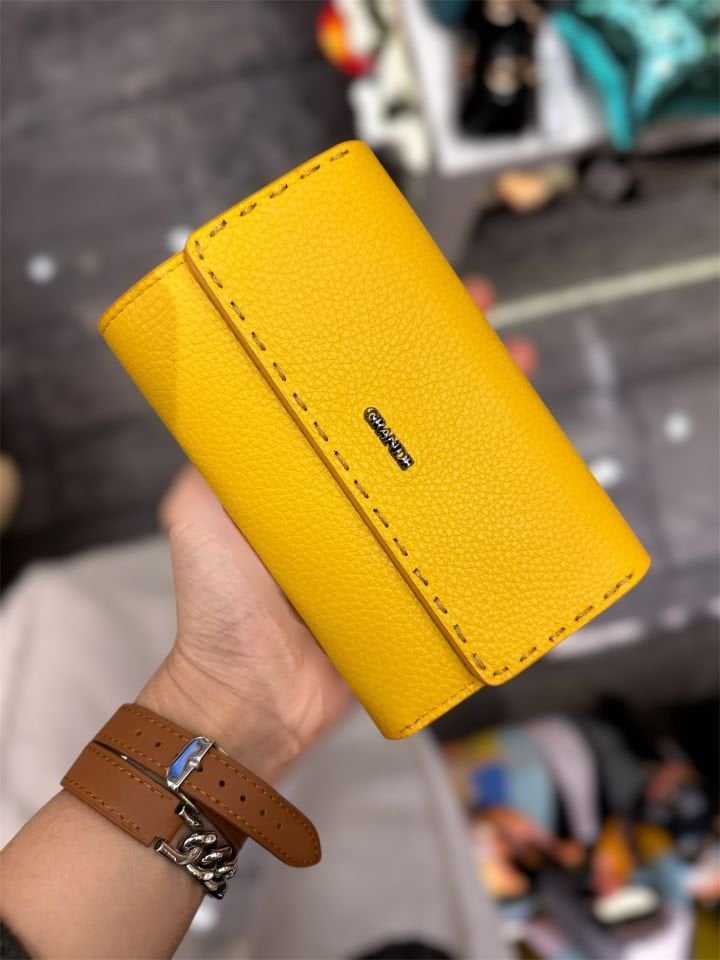 Sarı Hakiki Deri Kadın Cüzdan