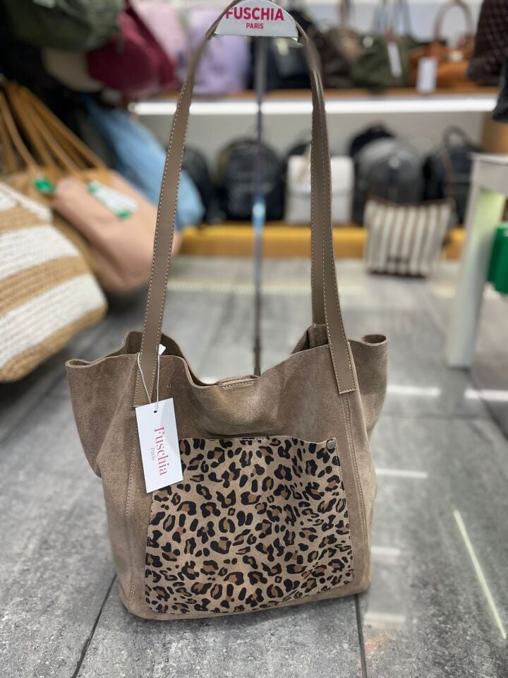 Vizon Süet Leopar Çanta