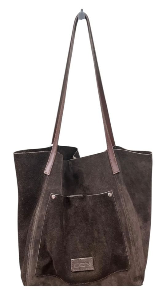 Kahverengi Hakiki Süet Çanta