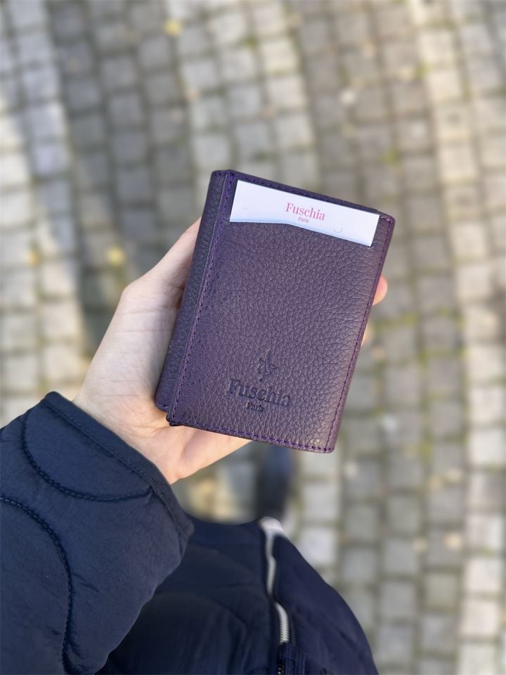 Mor Hakiki Deri Kartlık