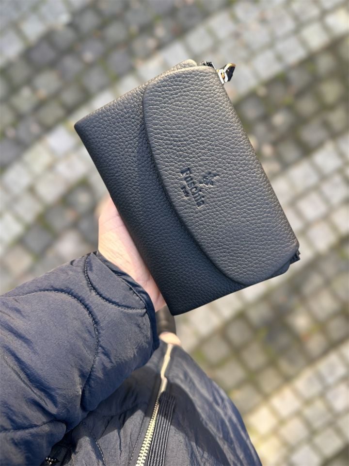 Siyah Hakiki Deri Kadın Cüzdan